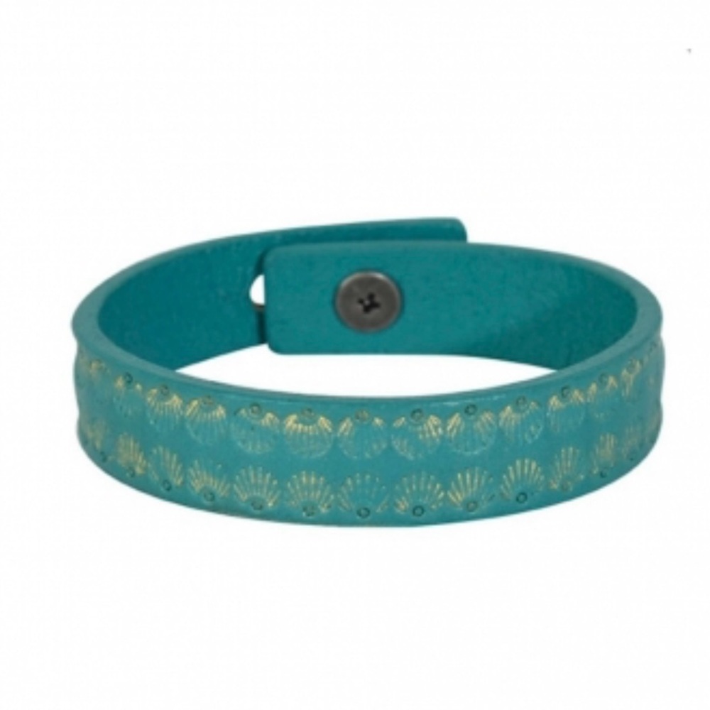 NWT JUSTIN Ladies' Tooled Leather Bracelet in Turquoise 8inch